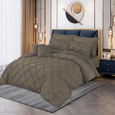 3 Pcs Pintuck Duvet Set -  Beige